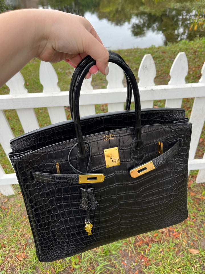 Hermes Black Matte Croc Birkin 35 GHW