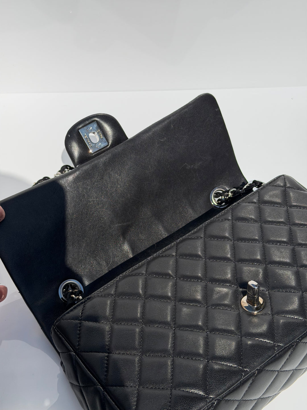 Chanel Medium Ladybug Flap Black Lambskin Silver Hardware 2011