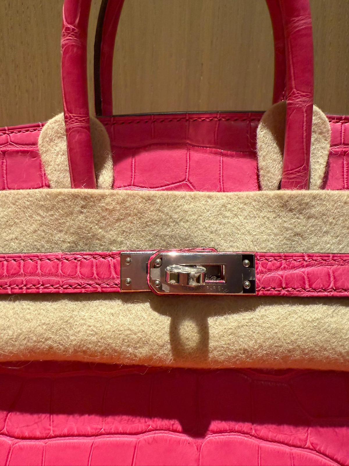 Hermes Rose Shocking Matte Alligator Birkin 25