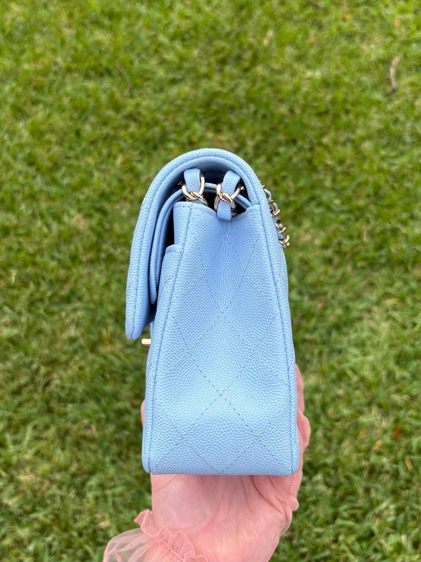 Chanel 23P Light Blue Small Caviar Double Flap