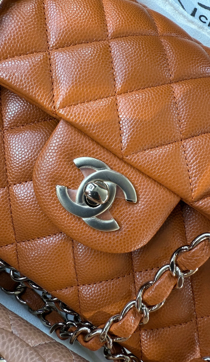 Chanel 21A Small Caramel Caviar Classic Flap Bag + LGHW