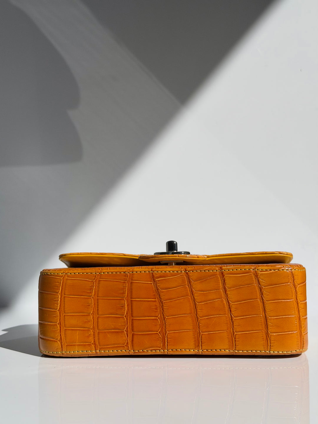 Chanel Mini Flap Orange & Yellow Ombre Alligator Silver Hardware 2014