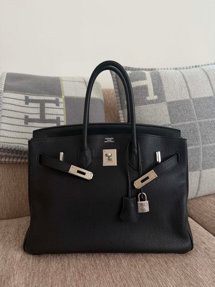 Hermès Birkin 35 Black Brushed Silver Hardware 2015