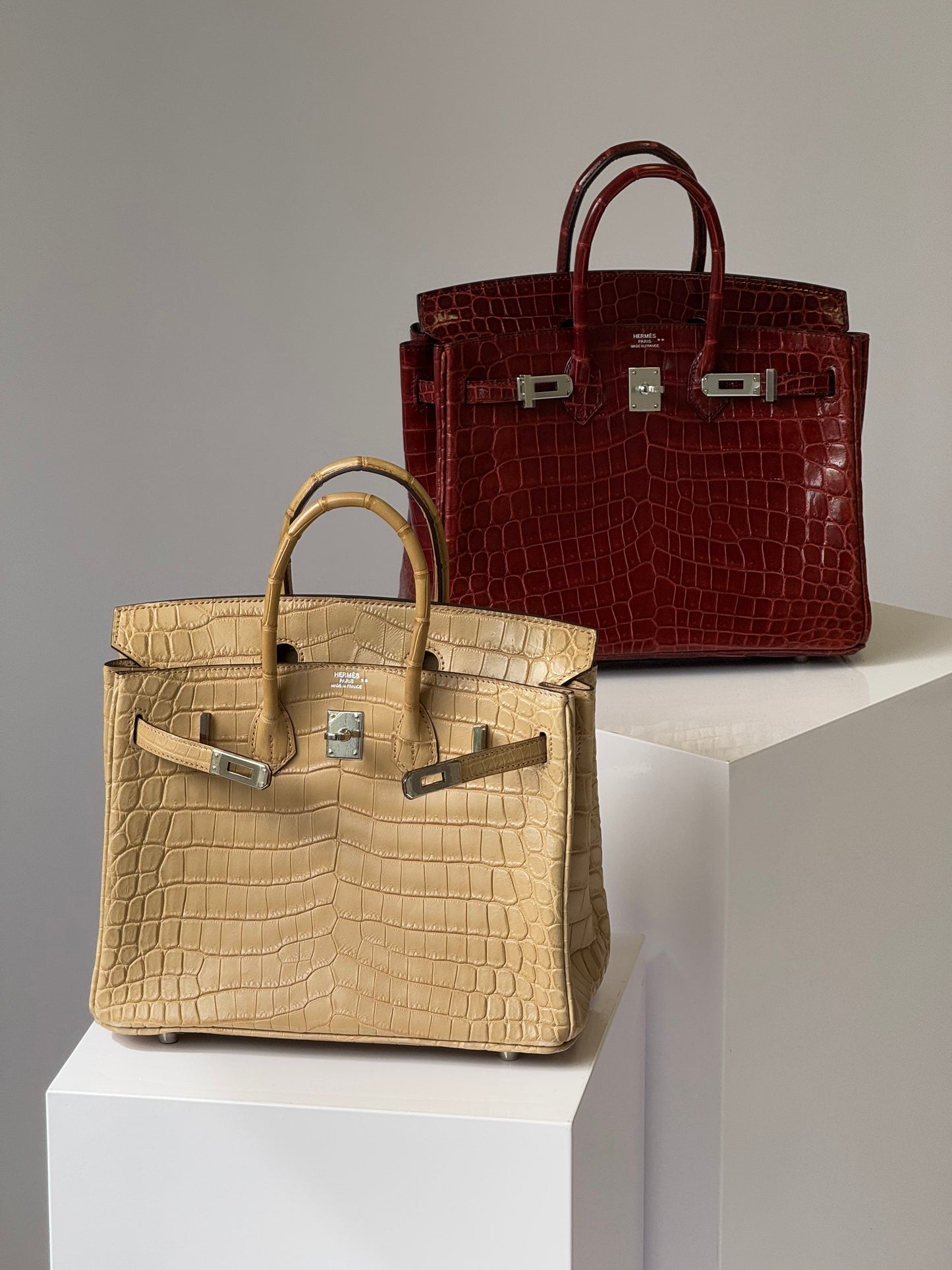 Hermes Matte Crocodile Poussiere Birkin 25 PHW
