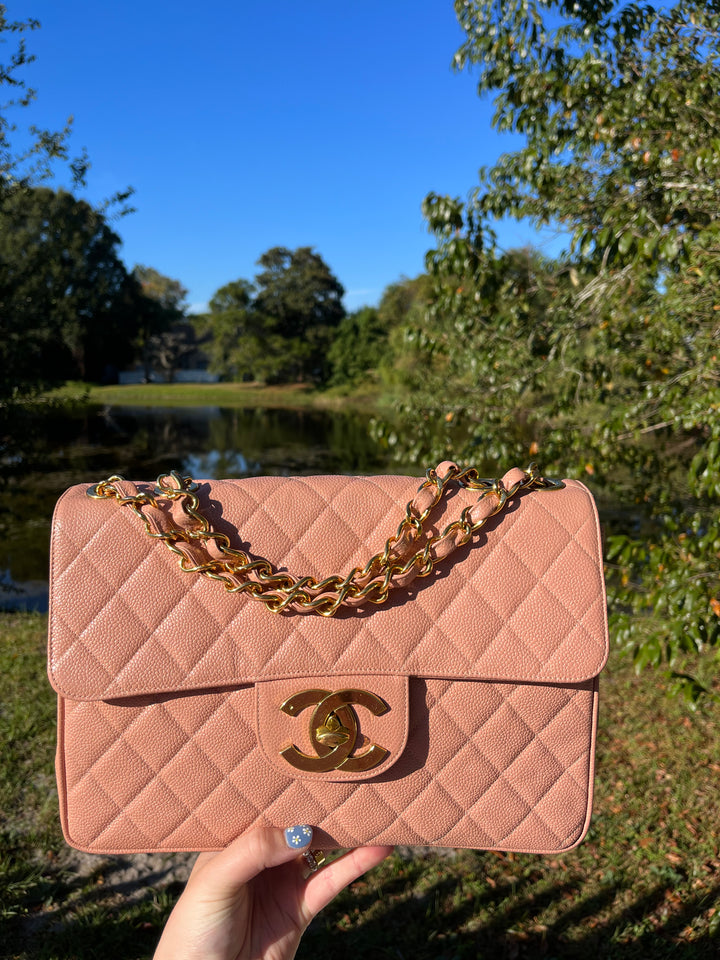 Chanel RARE Vintage Sakura Pink Caviar Jumbo
