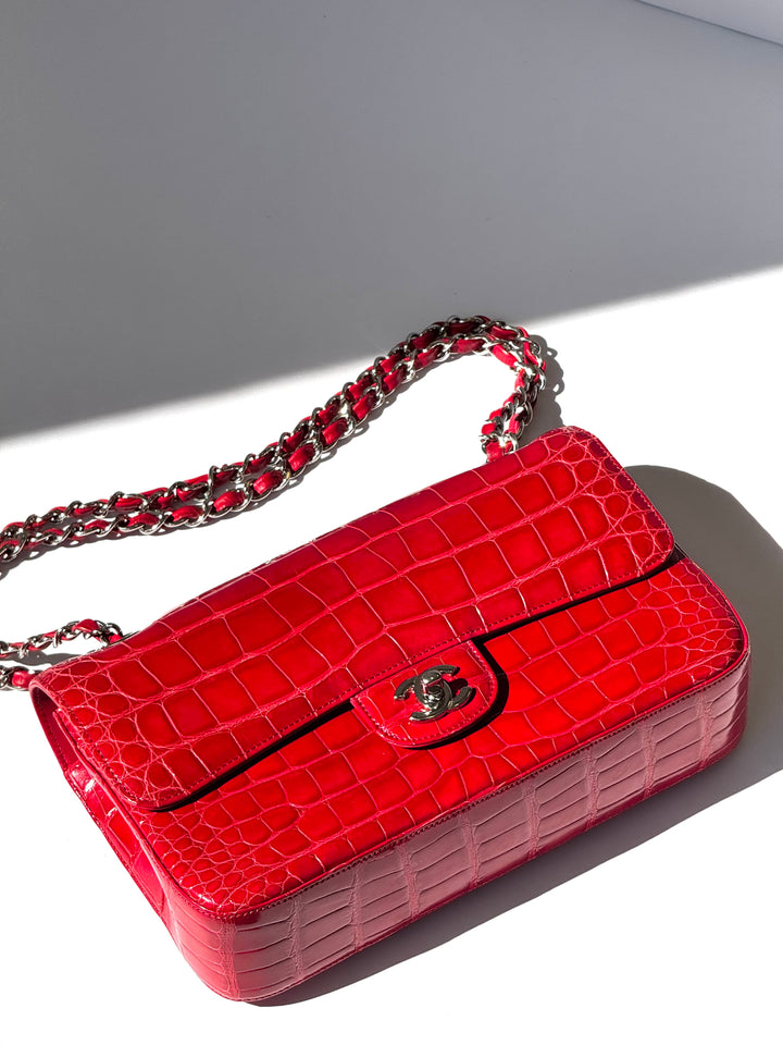 Chanel Red Alligator Medium Classic Flap Bag