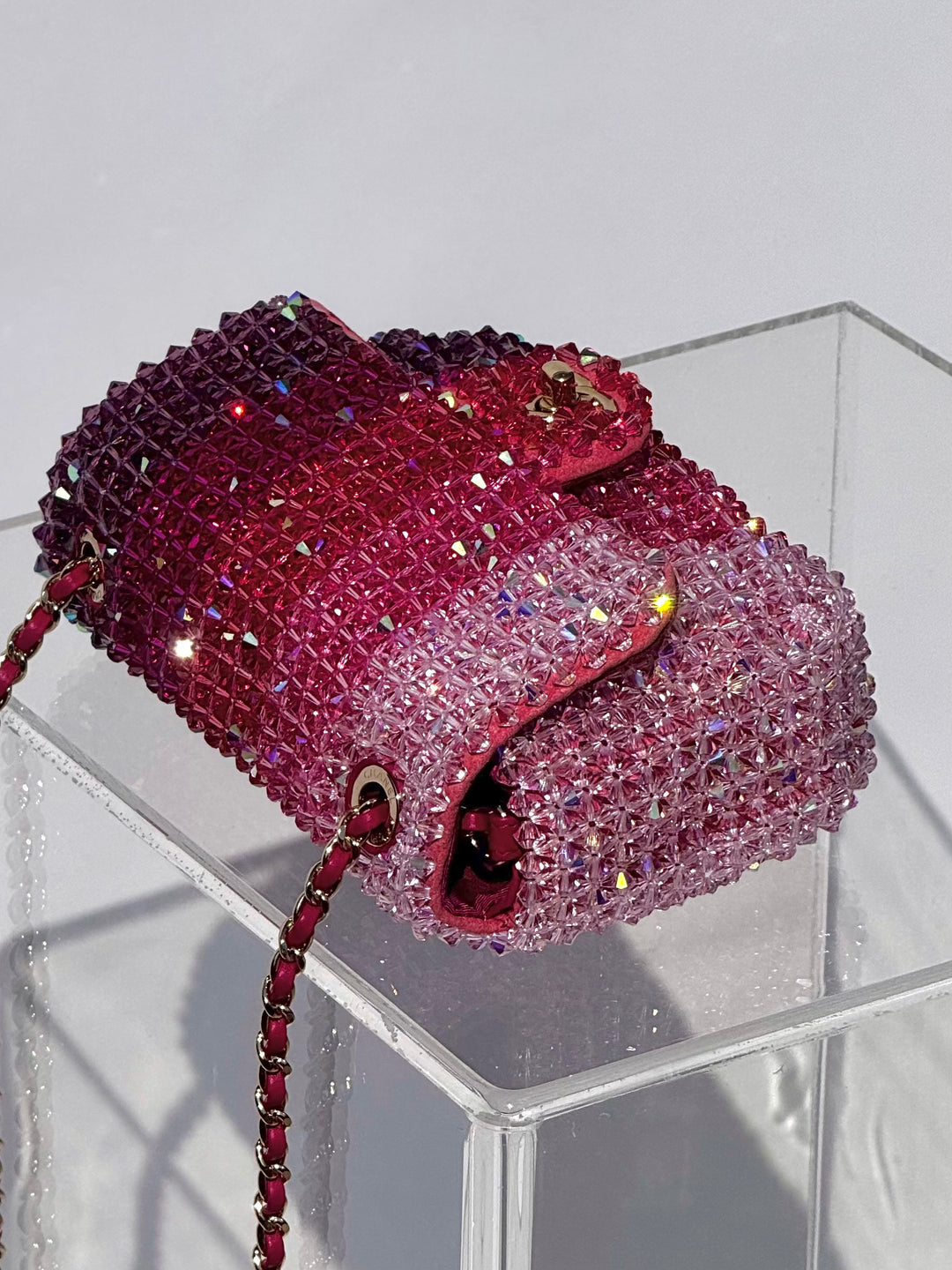 Chanel Pink Ombre Crystal Mini Flap