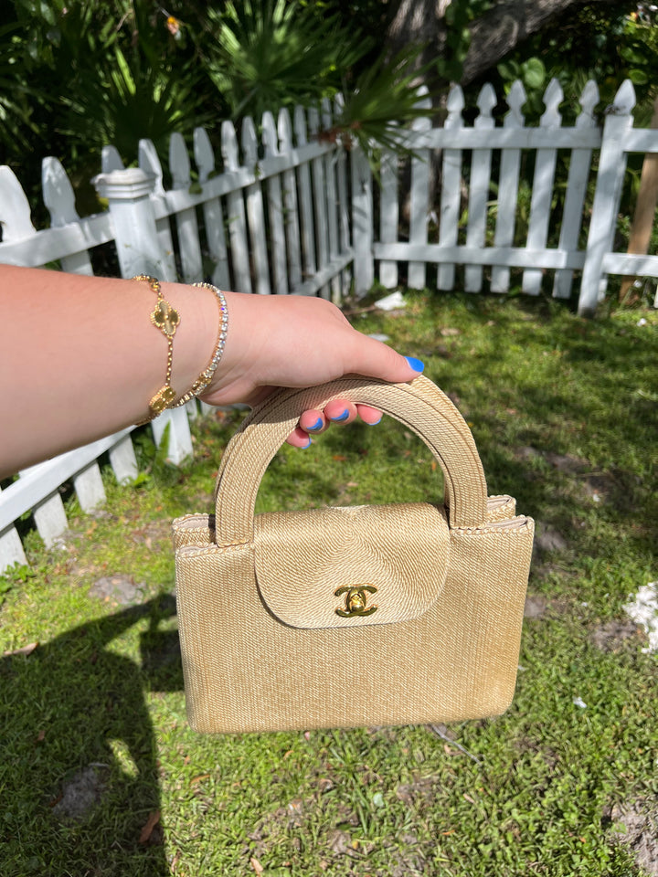 Chanel Vintage Medium Tan Rope Kelly Top Handle