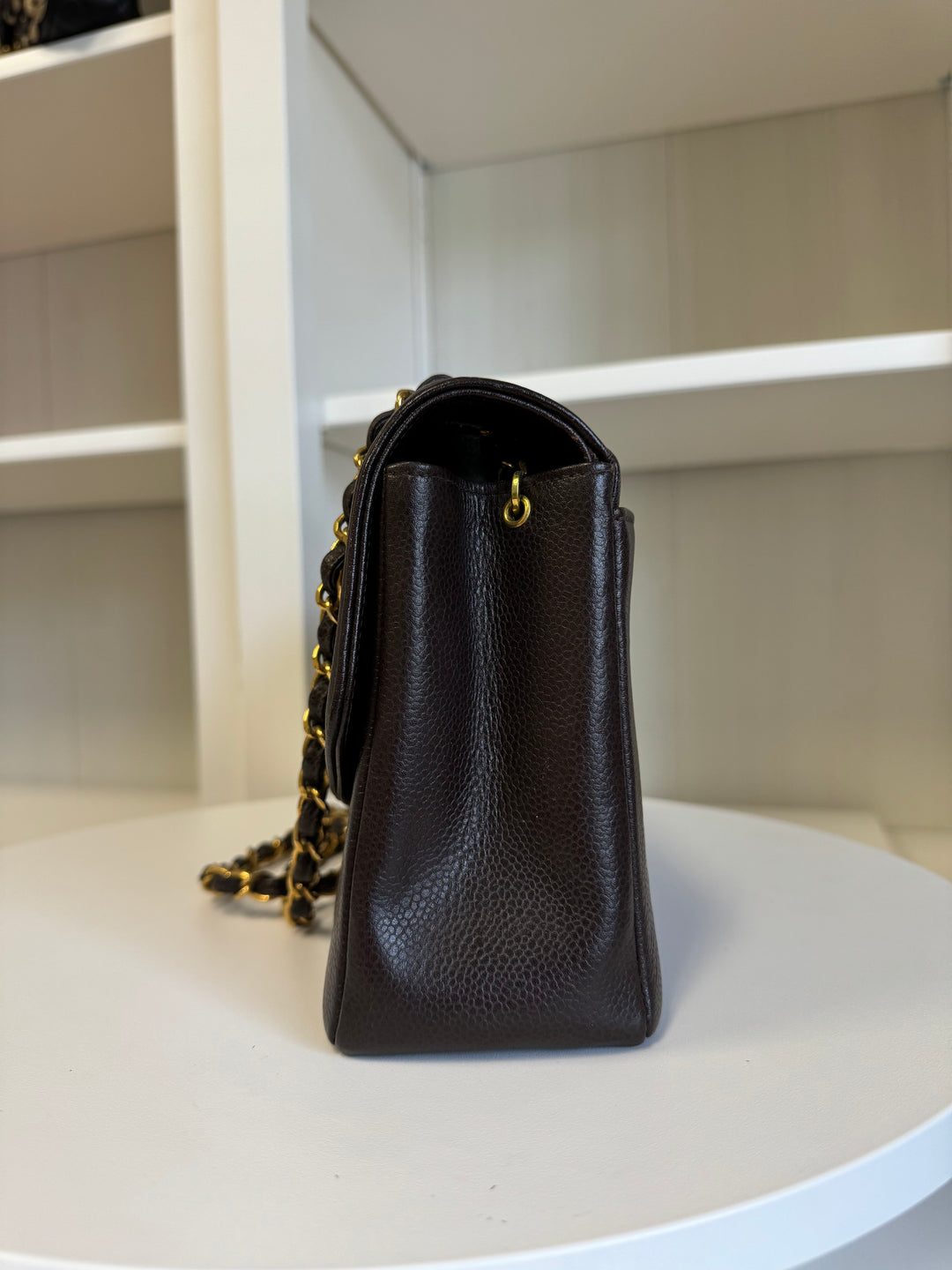 Chanel Chocolate Brown 24K Medium Caviar Diana Flap Bag