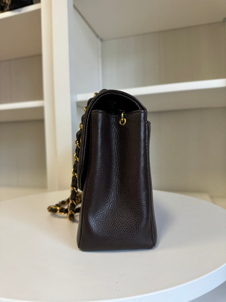 Chanel Chocolate Brown 24K Medium Caviar Diana Flap Bag