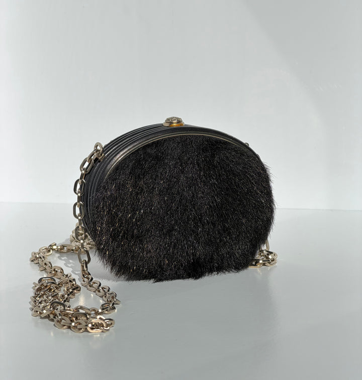 Chanel Paris-Dallas Belt Buckle Minaudière Black Lambskin & Pony Hair Gold & Palladium Hardware 2014