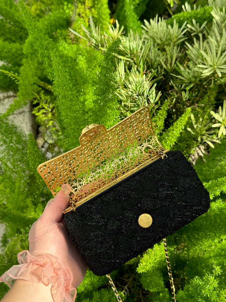 Chanel 2022 Limited Edition Tweed Mini Cage Minaudiere Crossbody