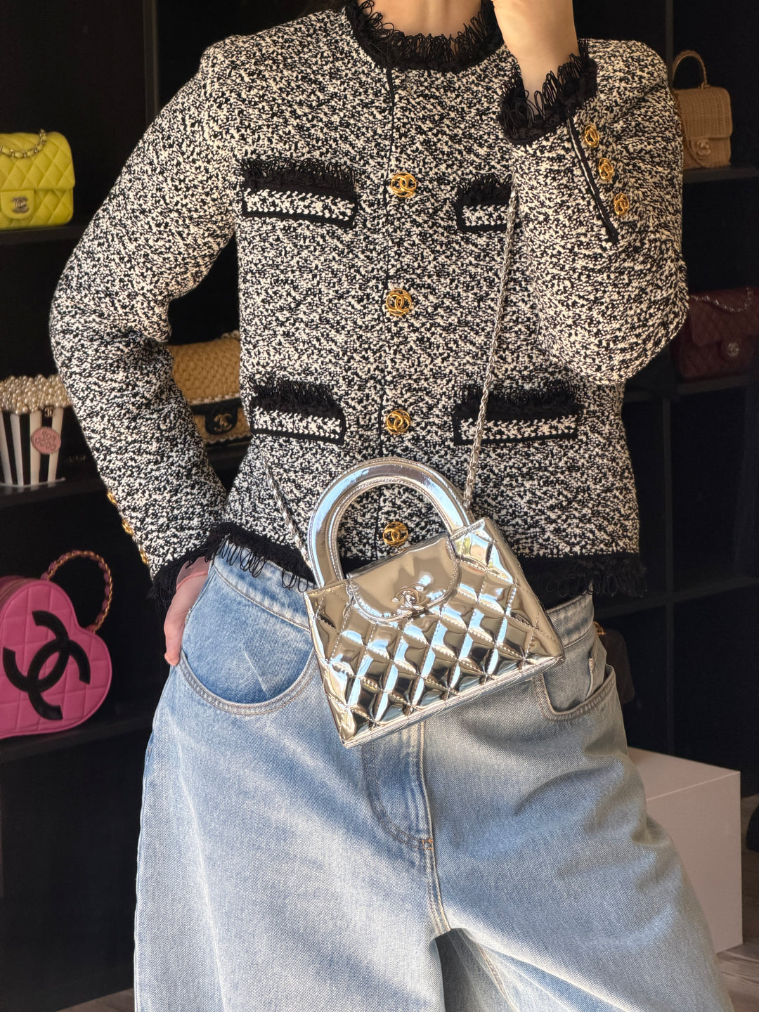 Chanel Nano Kelly Shopper Silver Mirror Calfskin Silver Tone Hardware 2026