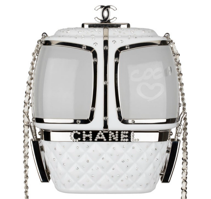Chanel White Ski Gondola Swarovski Minaudiere