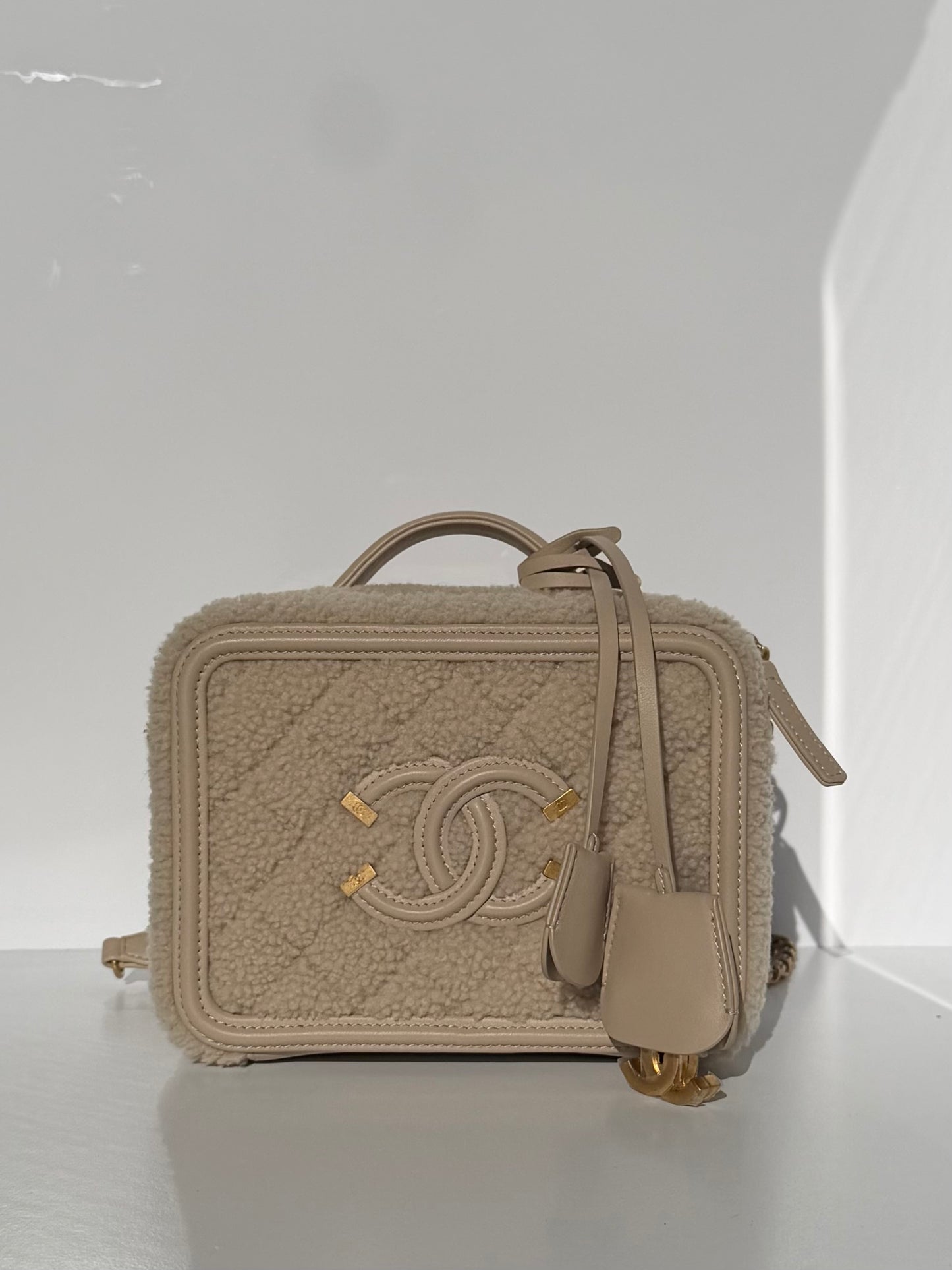 Chanel Small Nude Filigree Shearling Vanity Case