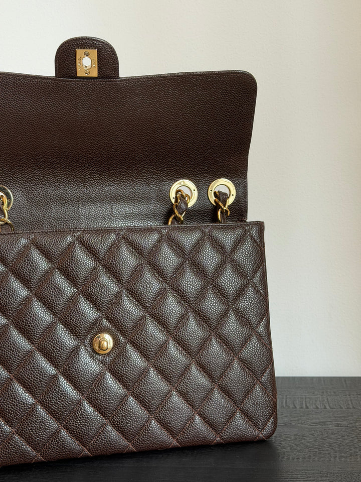 Chanel Classic Flap Jumbo Brown Caviar 24K Gold Hardware 2000