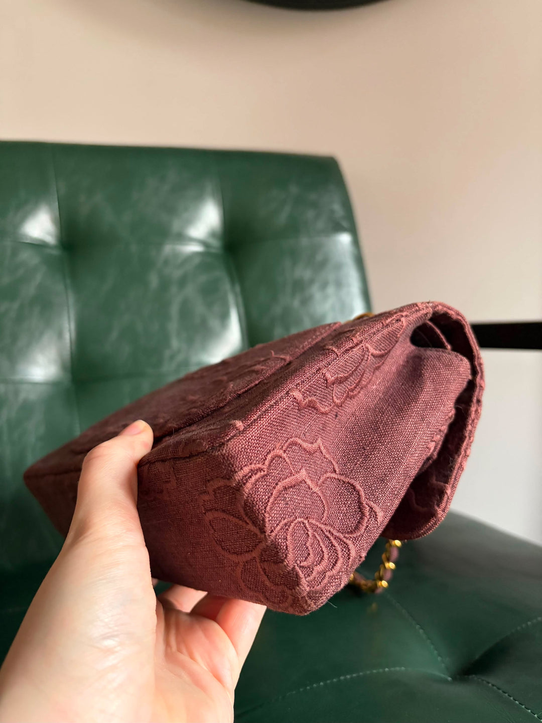 Chanel Classic Flap Small Camellia Burgundy 24K Gold Hardware 1997