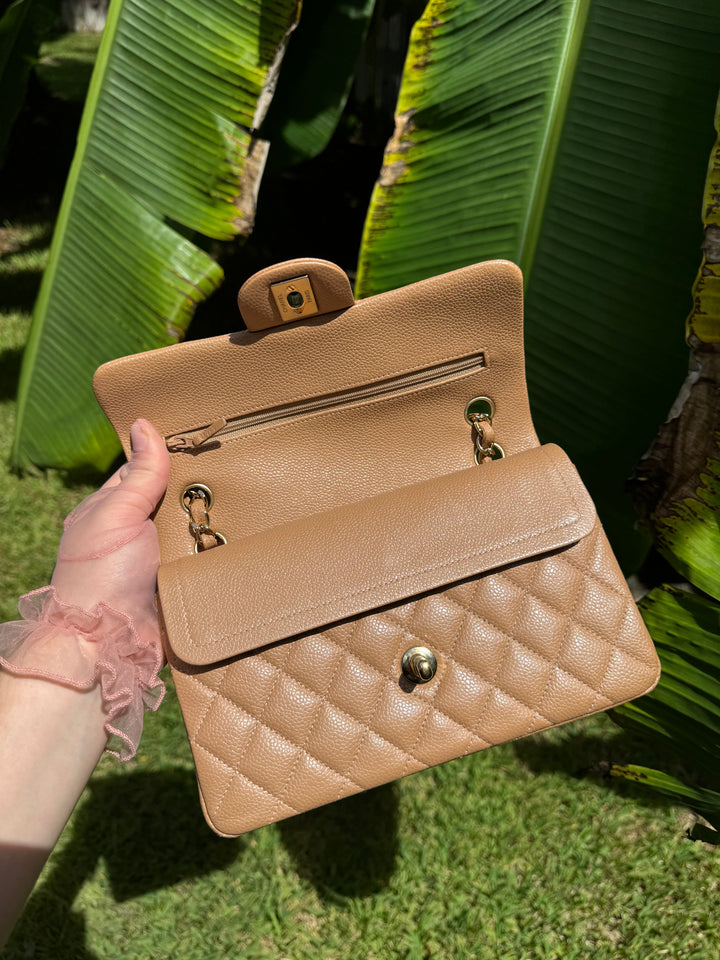 Chanel 18S Small Dark Beige Caviar Double Flap