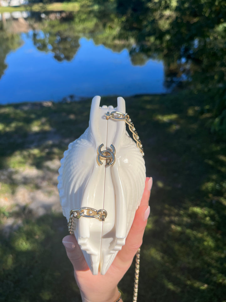 Chanel 19S White Runway Shell Minaudiere