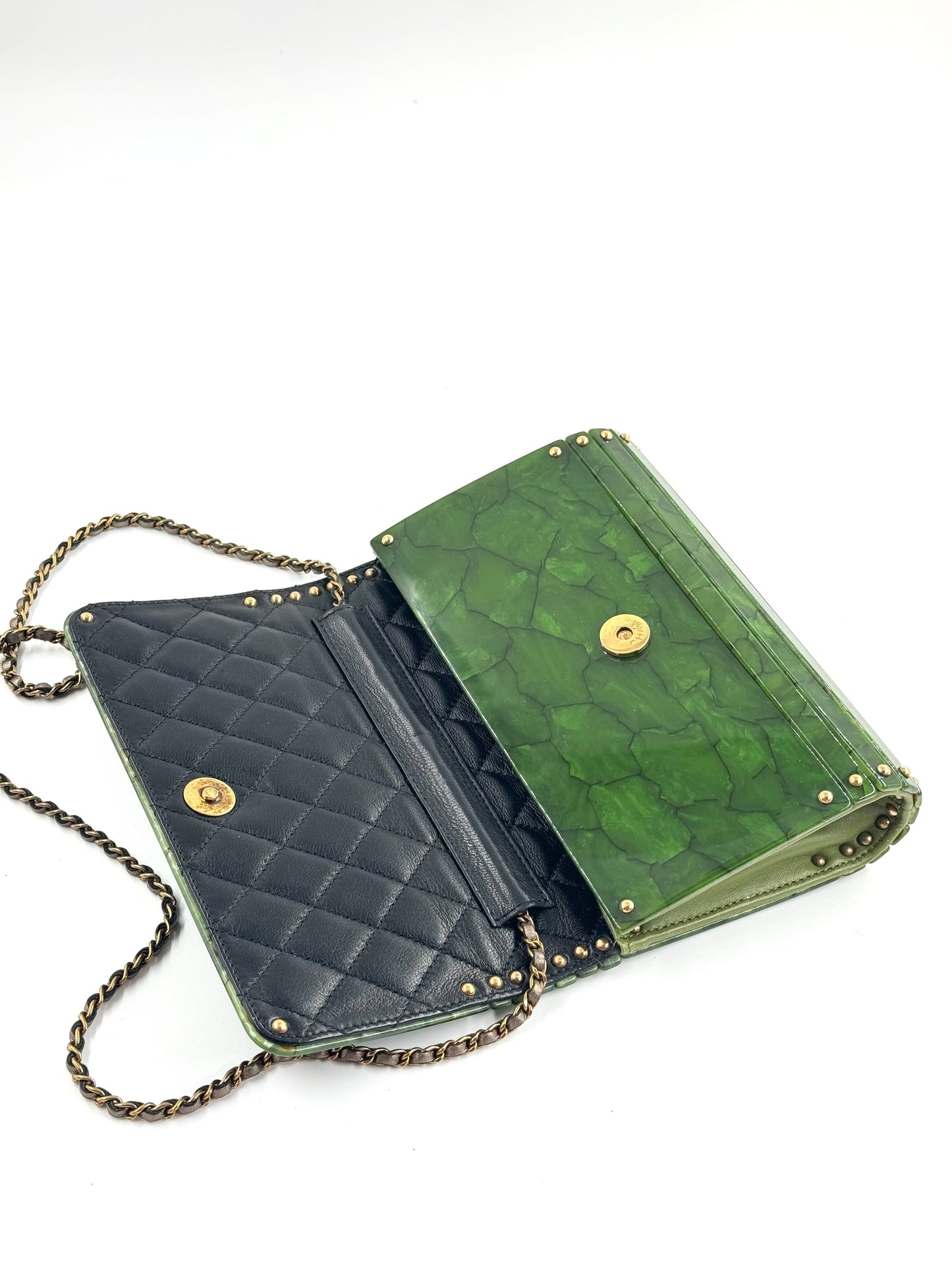 Chanel RARE Green Tortoise Minaudiere Crossbody