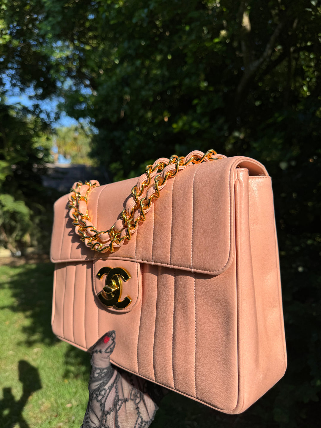 Chanel Light Pink Vintage Lambskin Jumbo Flap Bag