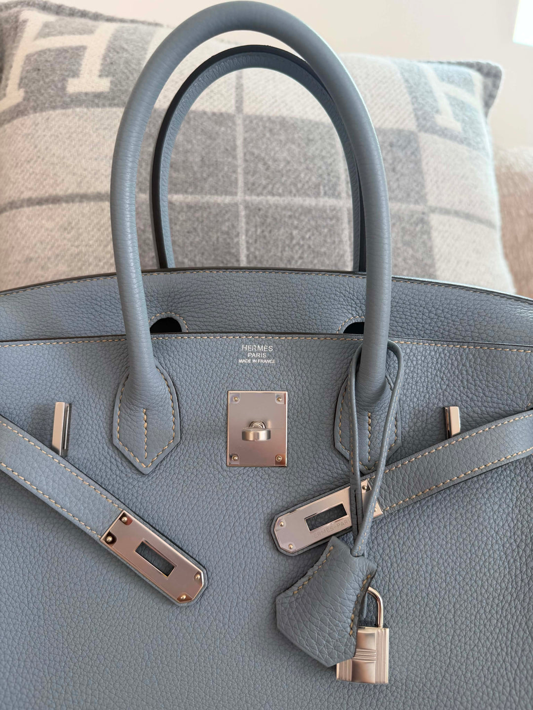 Hermès Birkin 30 Bleu Lin Togo Palladium Hardware 2012