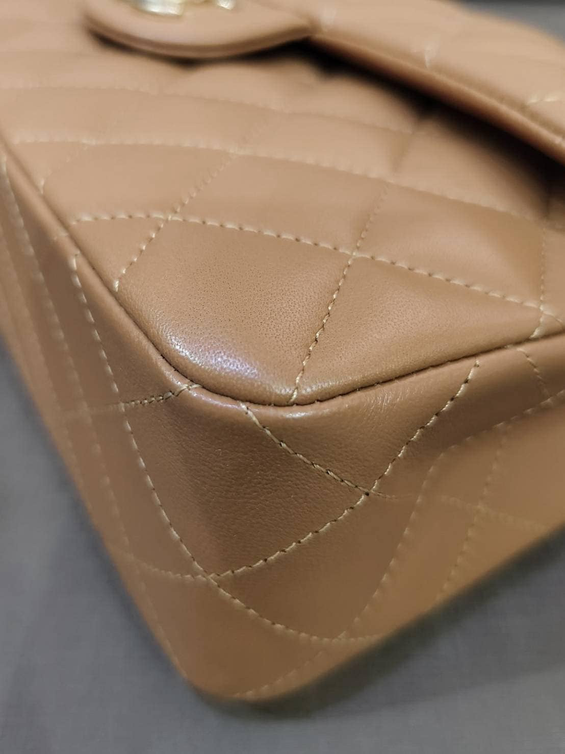 Chanel 22S Small Caramel Lambskin Classic Flap Bag + LGHW
