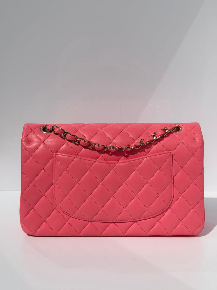 Chanel Medium Hollywood Charms Classic Flap Bag Pink Lambskin Light Gold Hardware 2024