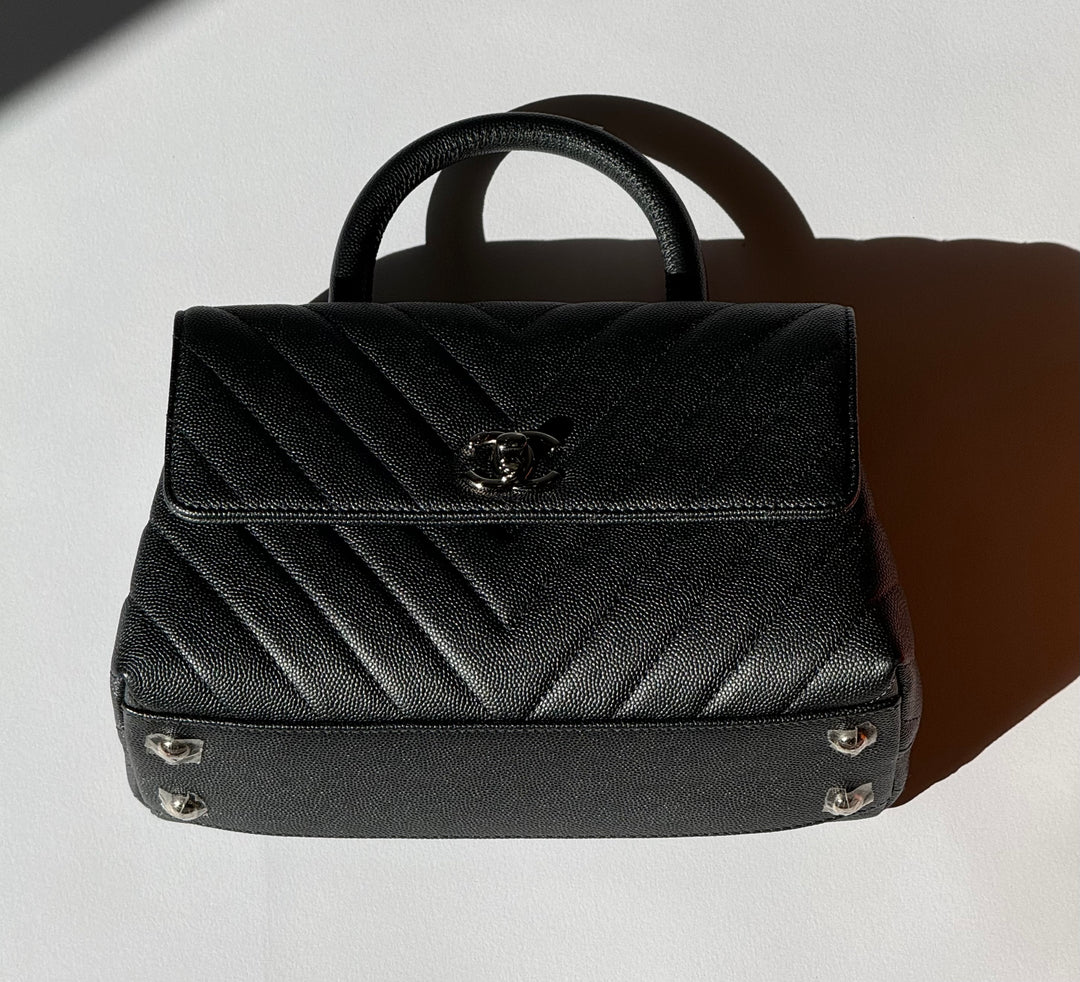 Chanel Small 19K Grey Caviar Coco
