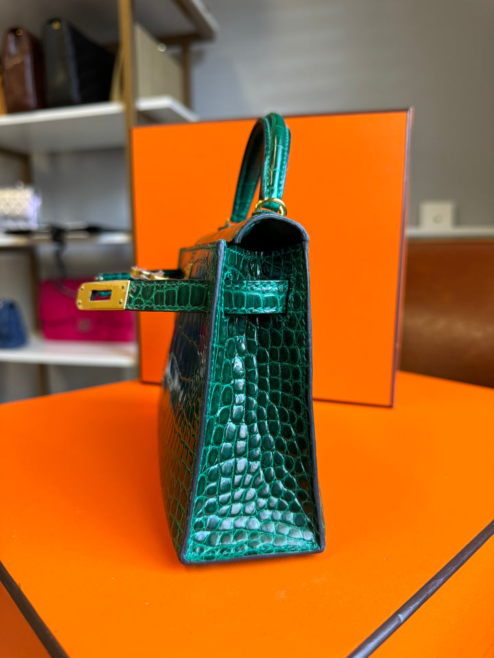 Hermes Emerald Alligator Mini Kelly