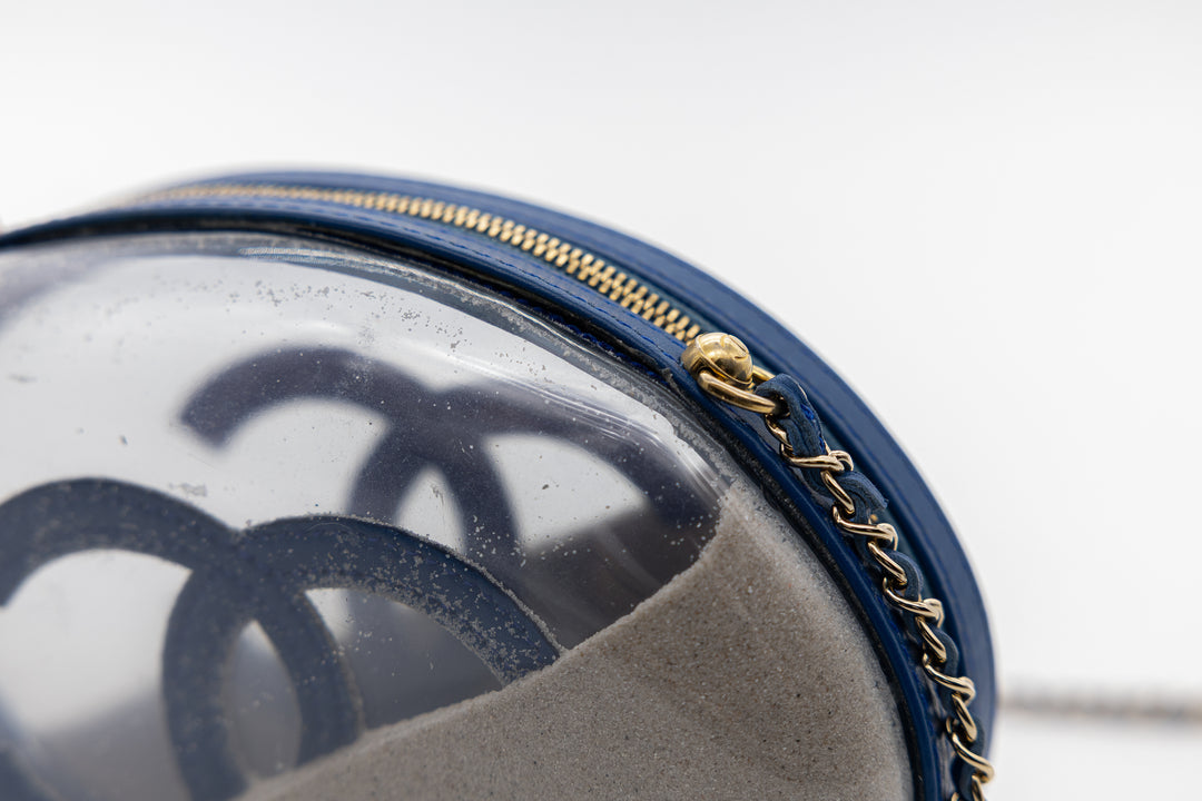 Chanel Sandbag Minaudière Blue PVC Gold Hardware 2019