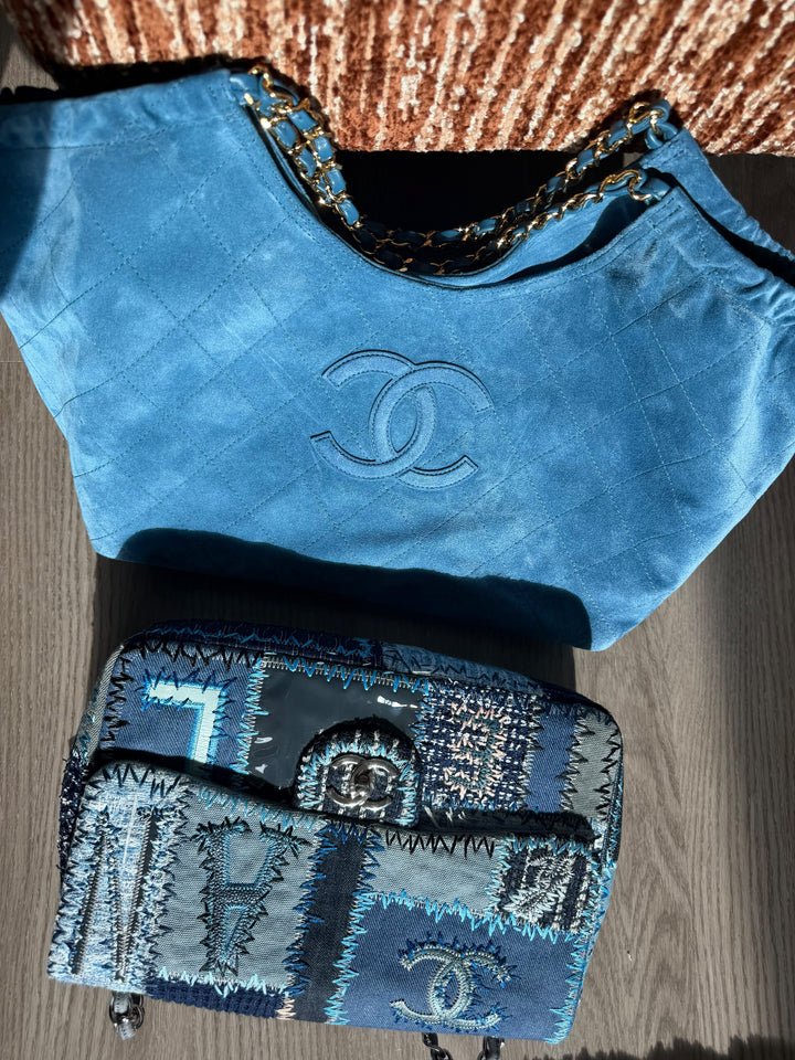 Chanel Tote Bag Blue Suede Calfskin Gold Tone Hardware 2026