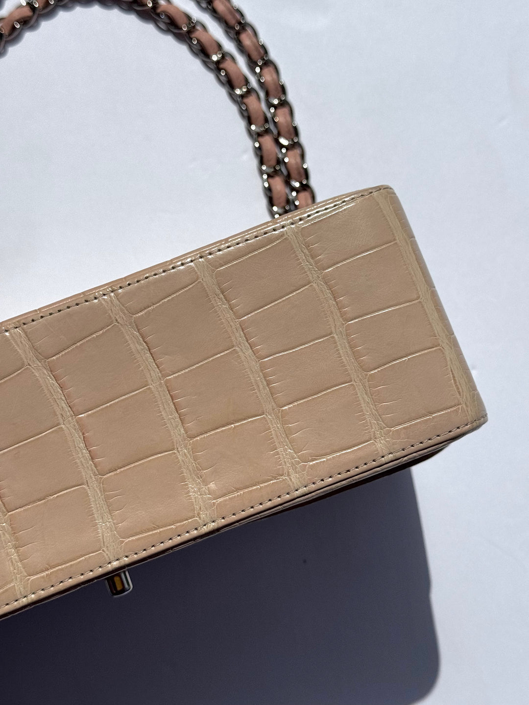 Chanel Jumbo Pink Alligator Double Flap Bag