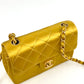 Chanel Gold Satin Mini Rectangle Flap