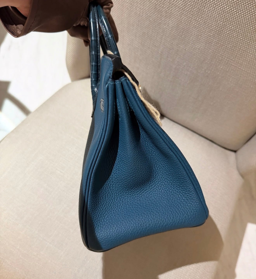 Hermès Birkin 25 Touch Vert Bosphore / Vert Rousseau Togo Leather and Matte Crocodile Gold Hardware 2021