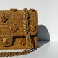 Chanel 24P Tan Braided Raffia Medium Flap Bag
