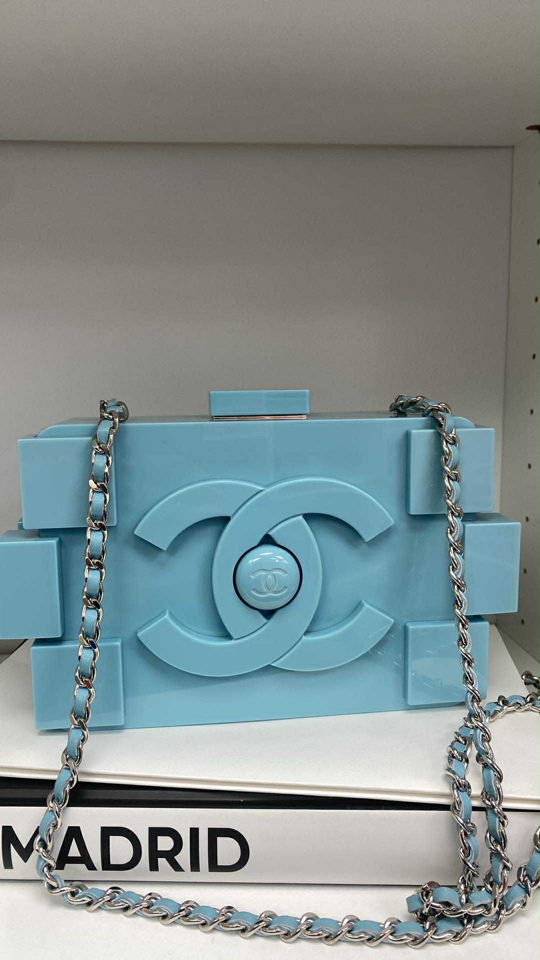 Chanel Baby Blue Plexiglass Lego Minaudiere