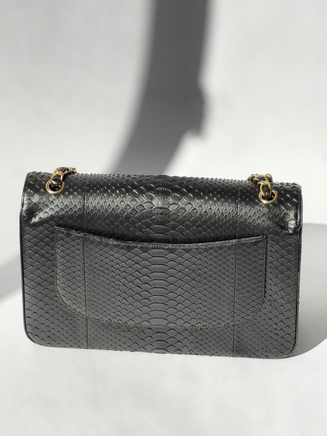 Chanel Jumbo Black Python Double Flap