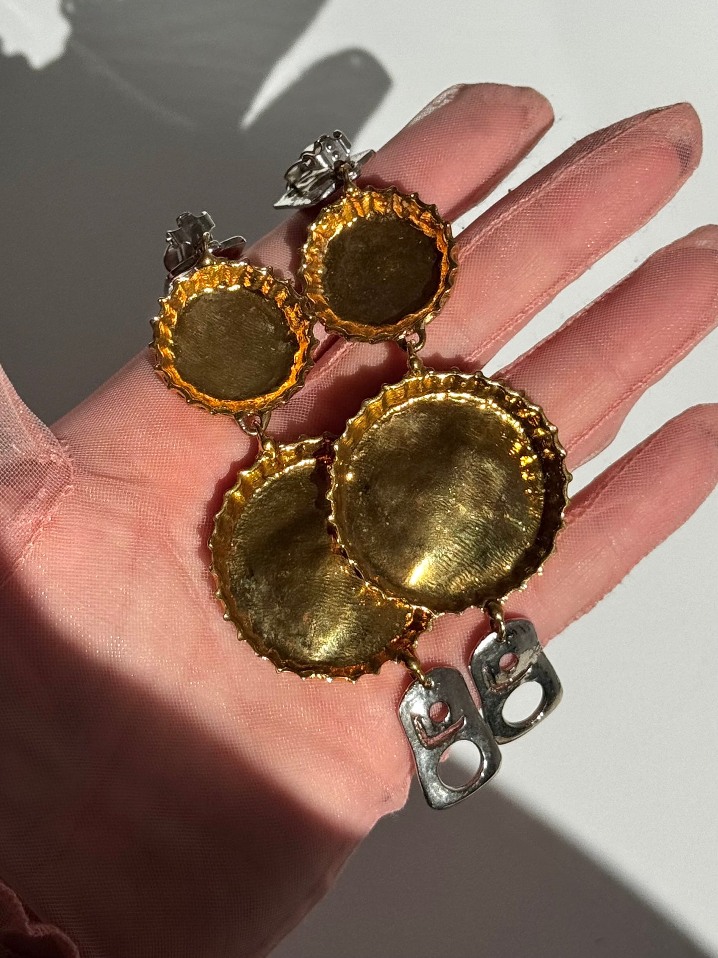 Christian Dior Vintage Bottle Cap Clip On Earrings