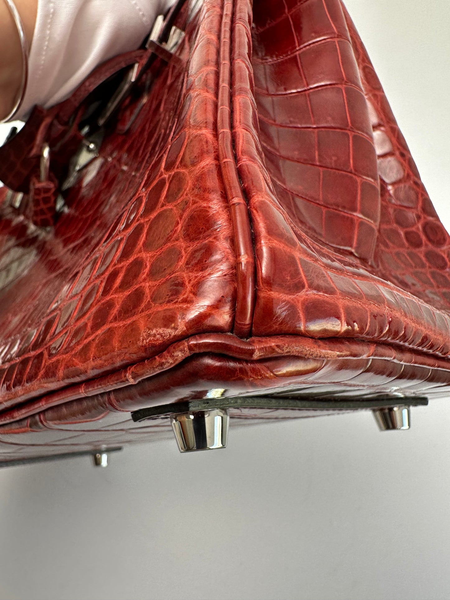 Hermes 2016 Bourgogne Shiny Niloticus Crocodile Birkin 25