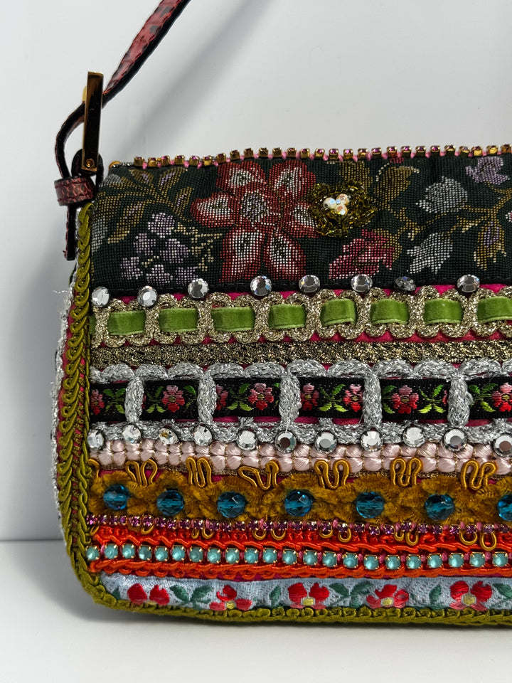 Fendi RARE Embellished Mixed Media Baguette