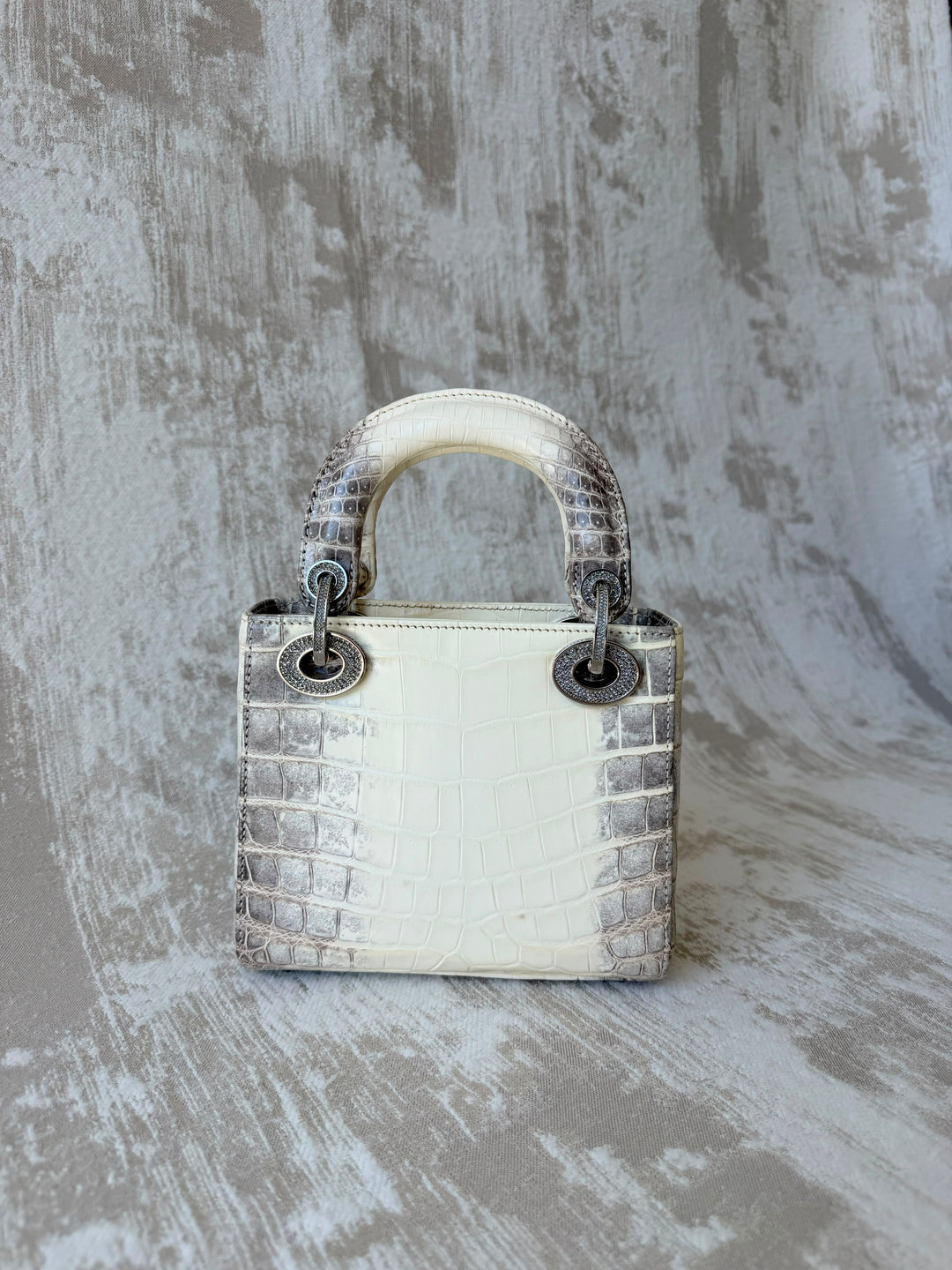 Dior Himalayan Crocodile Mini Lady Dior Top Handle Diamond Gold Hardware 2022