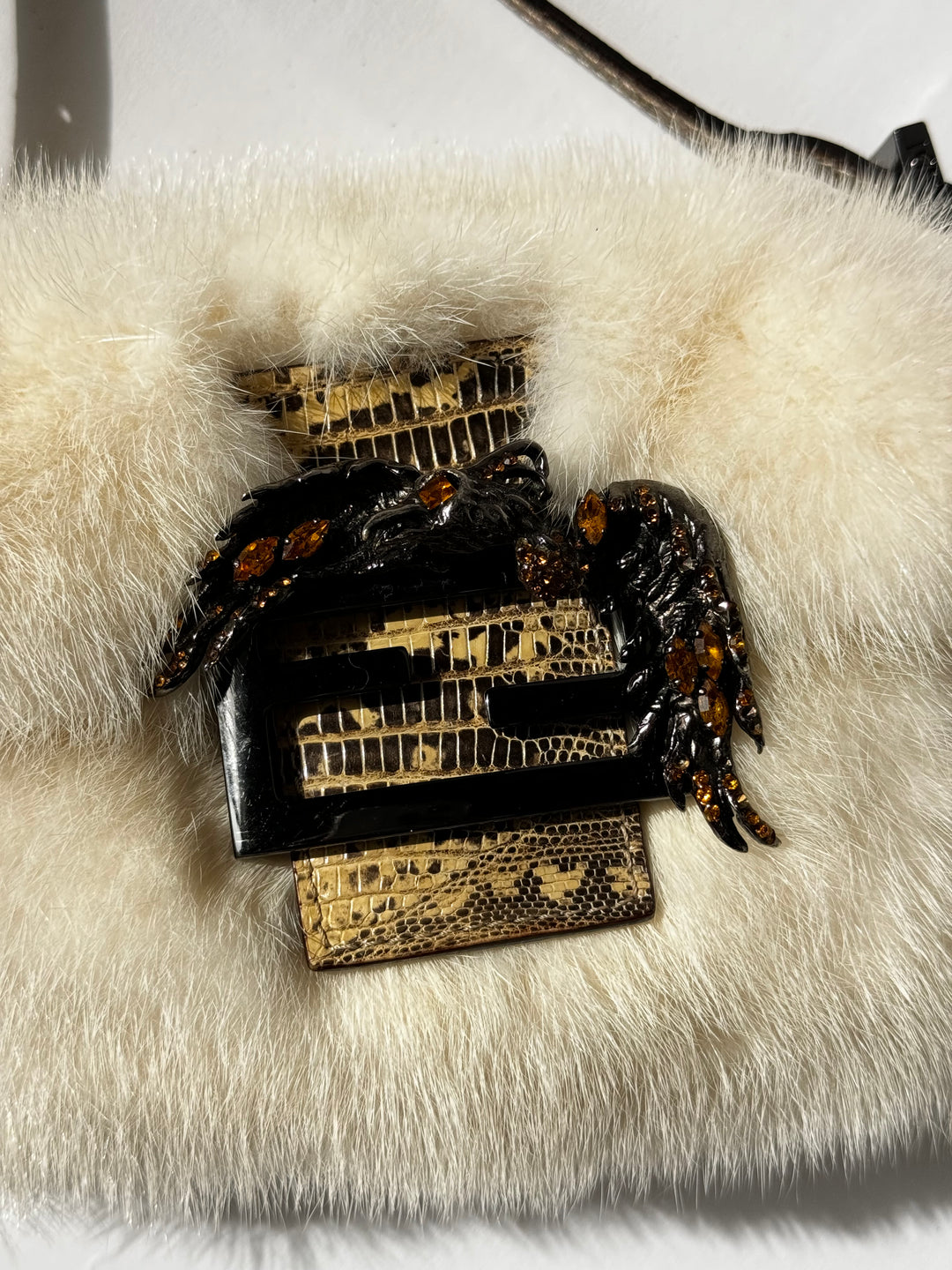 Fendi Mini Mink Fur Embellished Baguette