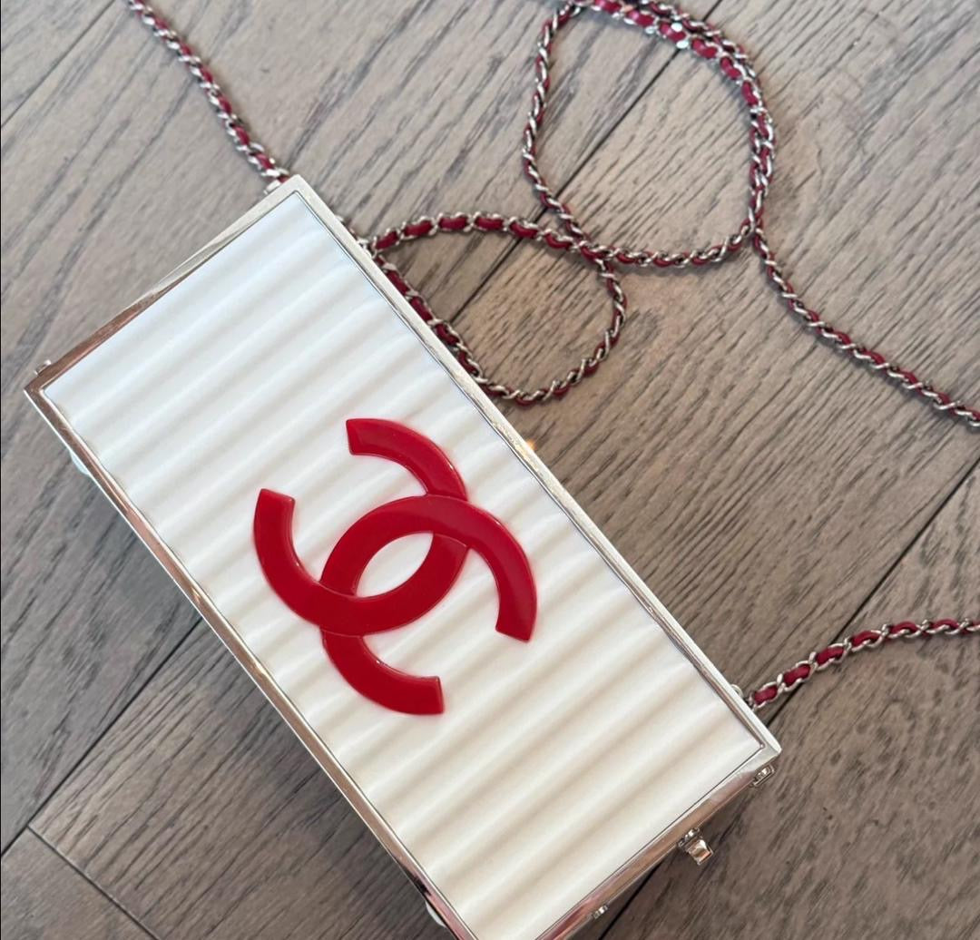 Chanel Shipping Container Bag Lucite White Silver Hardware 2018