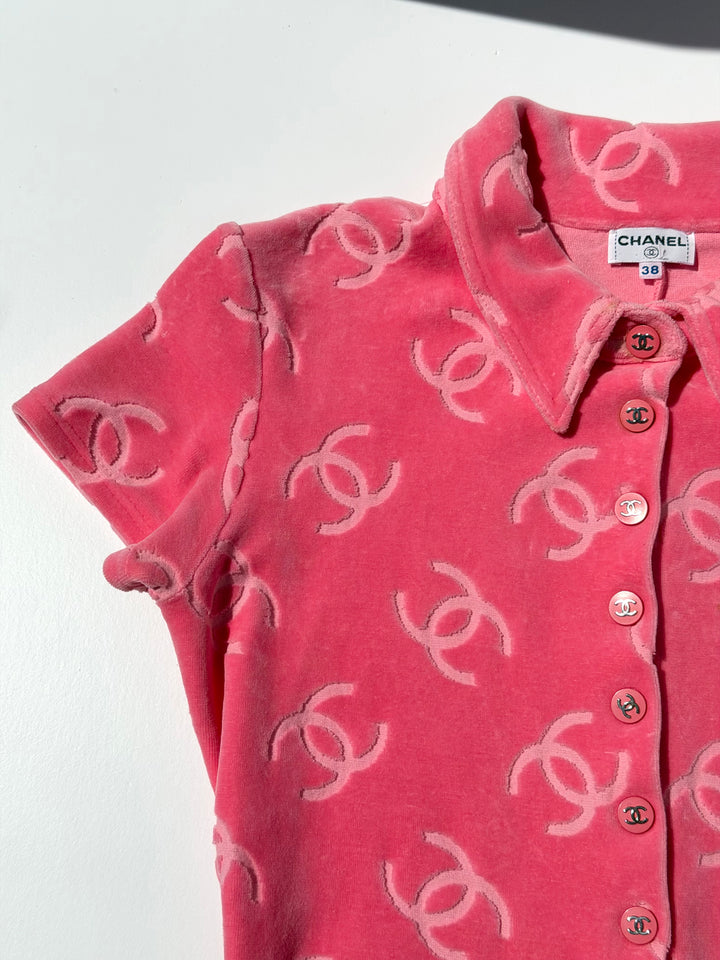 Chanel 1996 Pink Velour CC Romper