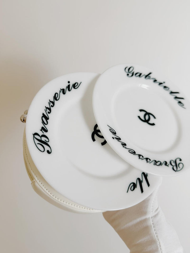 Chanel White Plexiglass Brasserie Gabrielle Plate Minaudière