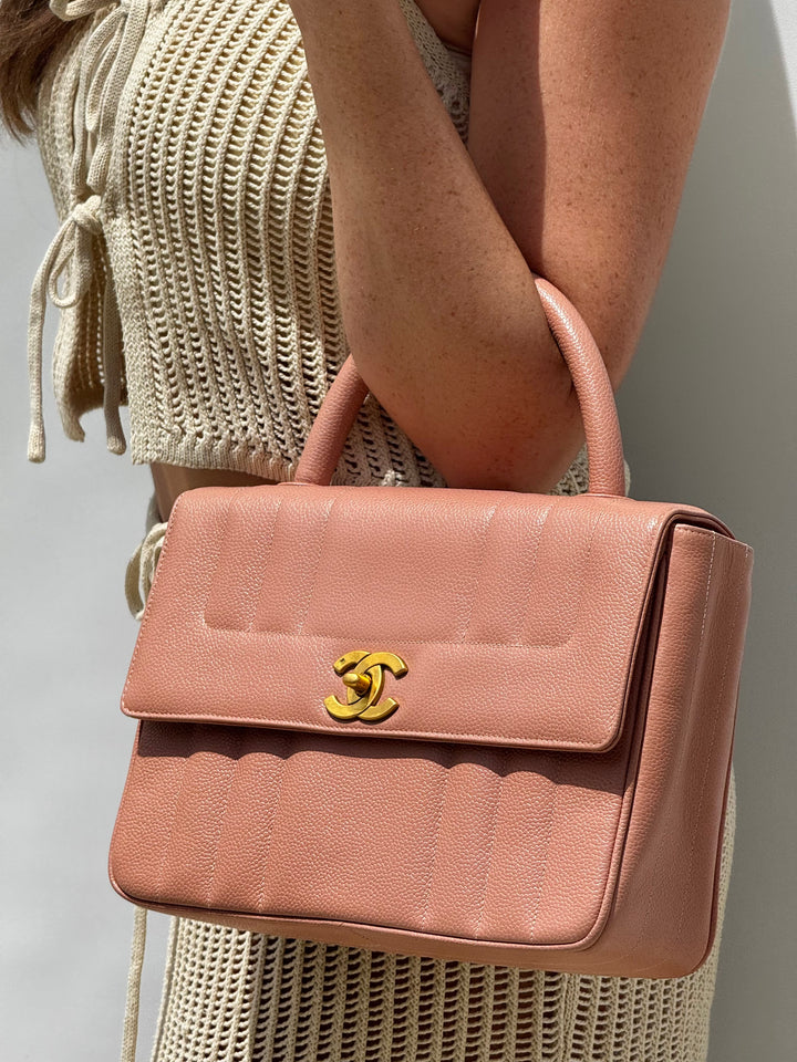 Chanel Vintage Caviar Vertical Quilted Kelly Flap Bag