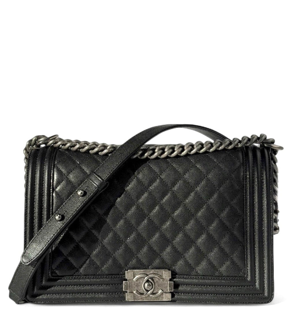 Chanel 17P Black Caviar New Medium Boy Bag