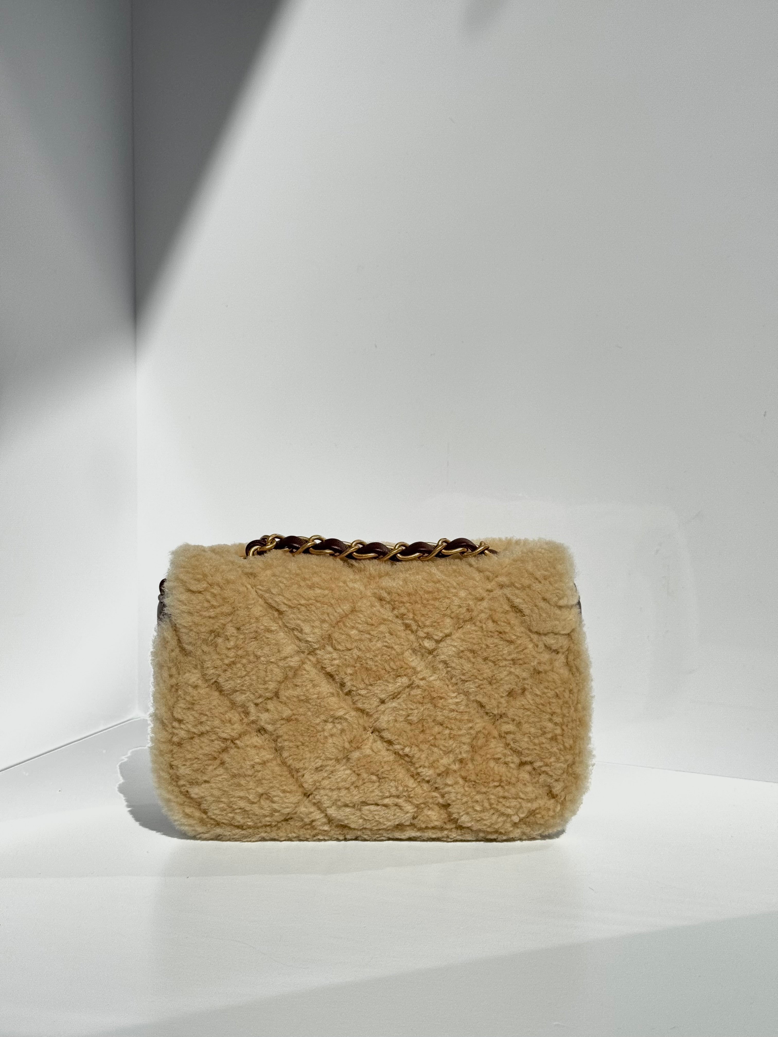 Chanel 25K Brown Mini Shearling Flap Bag – Its A Luv Story