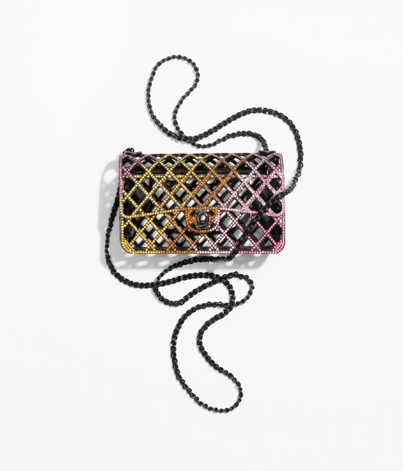 Chanel Crystal Cage Minaudière Multicolor Mini Black Hardware 2024